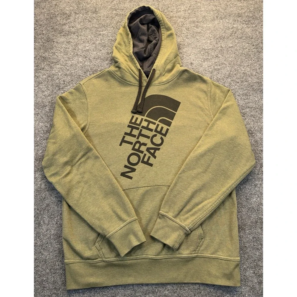 The North Face Hoodie Olive Green Logo Pullover Sweatshirt Men's Large